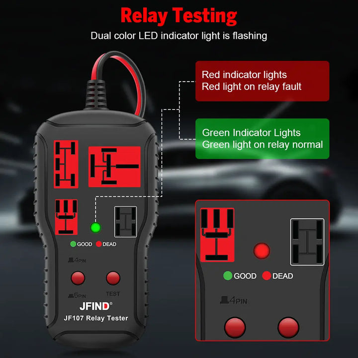 Car Relay Tester Diagnostic Tools 12V-24V Voltage Tester Battery Automotive LED Indicator Relay Detection Diagnostic Checker