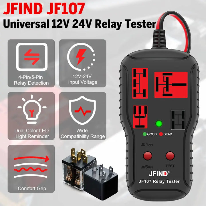 Car Relay Tester Diagnostic Tools 12V-24V Voltage Tester Battery Automotive LED Indicator Relay Detection Diagnostic Checker