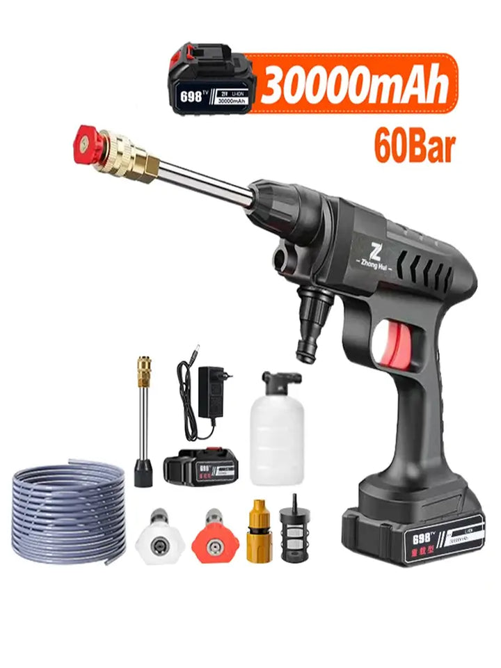 Wireless High Pressure Car Washer 30000mAh Car Wash Water Machine Gun With Li-ion Battery Self Priming Sustain Washing
